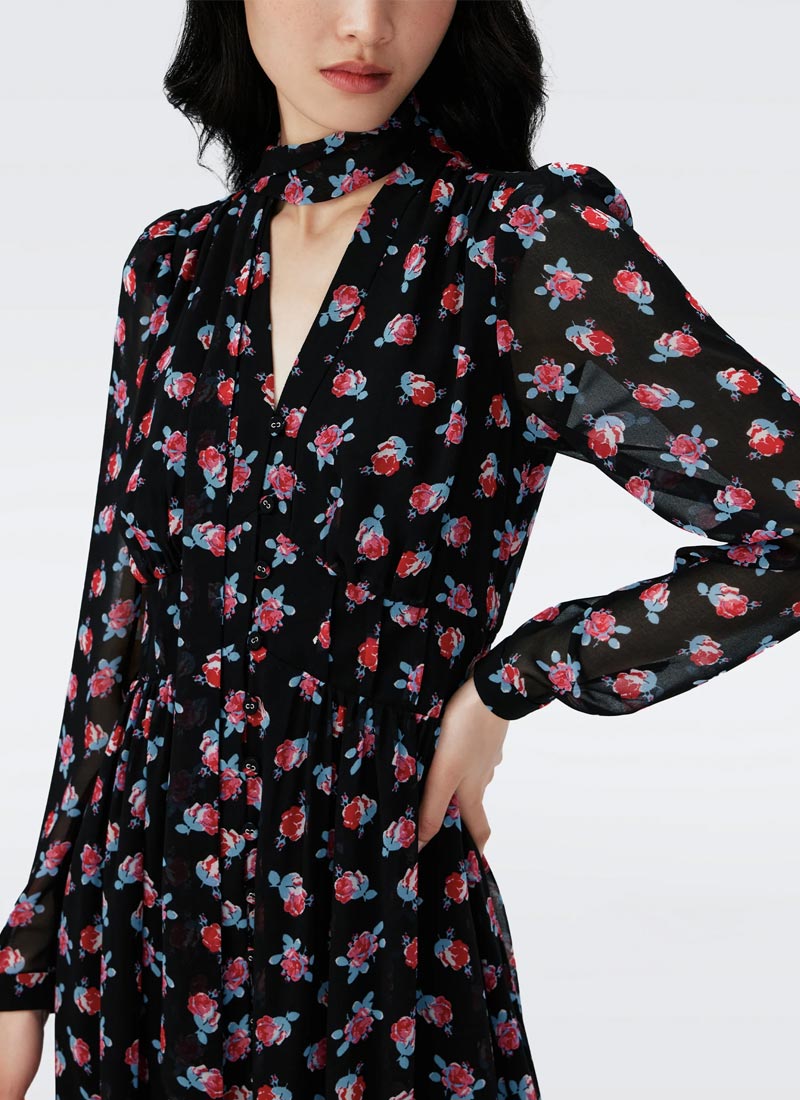 DVF Erica Long-Sleeve Midi Dress