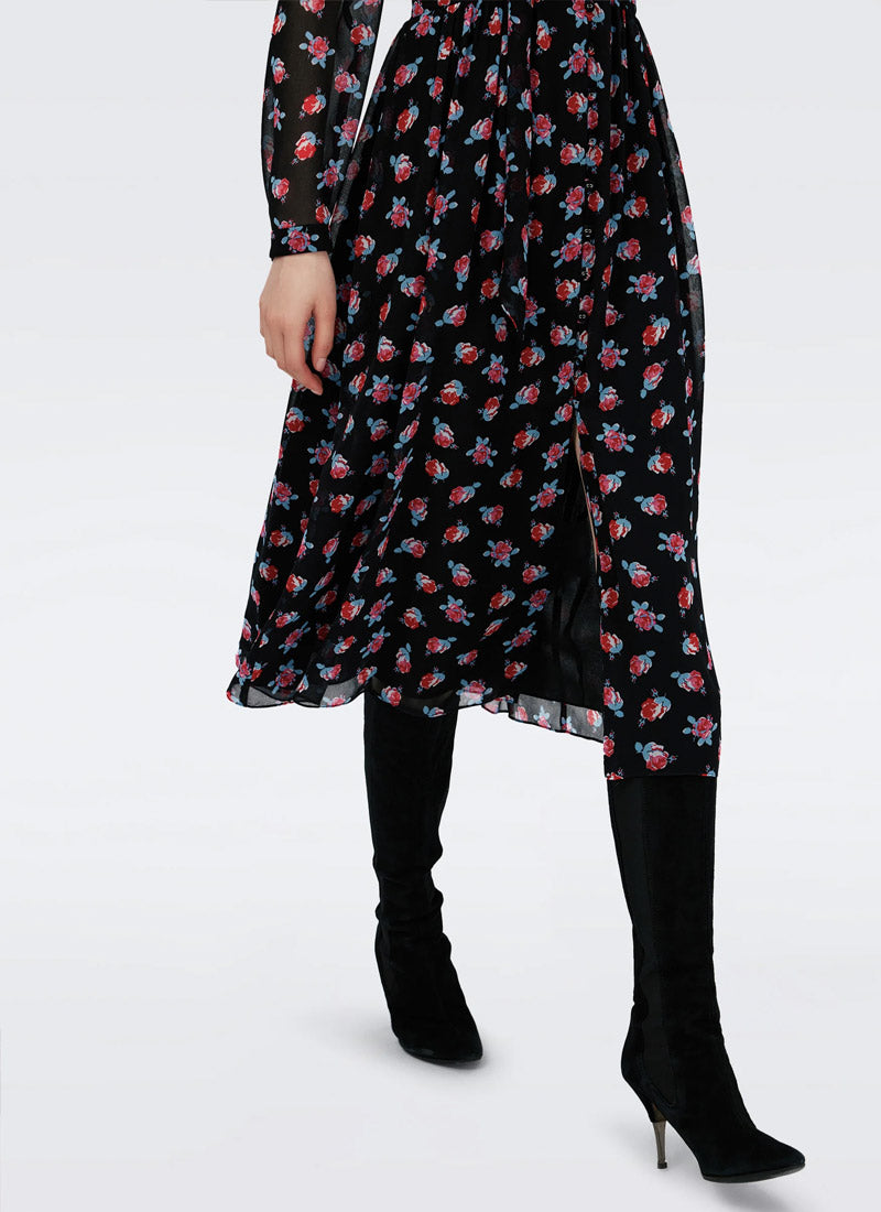 DVF Erica Long-Sleeve Midi Dress
