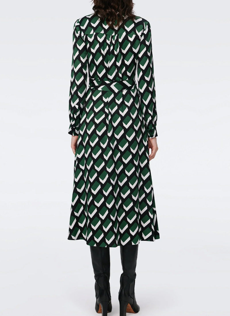 Diane Von Furstenberg Gizelle Block Print Midi Dress