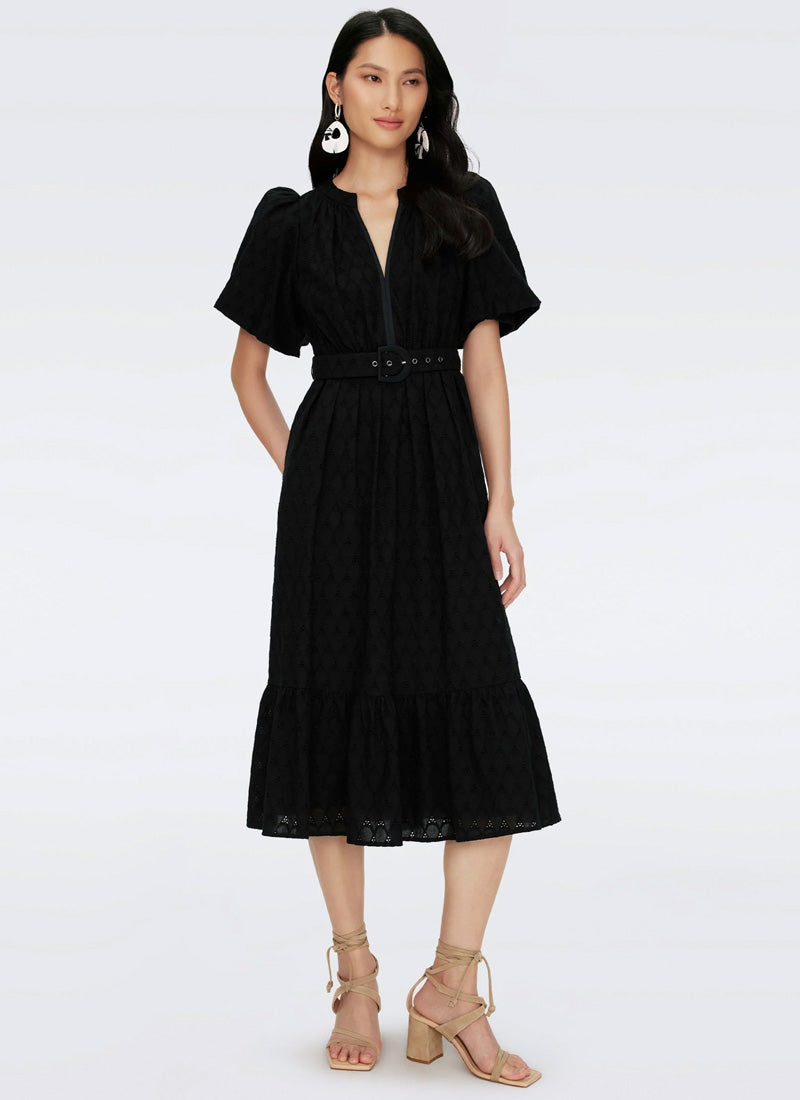 DVF Polina Eyelet Midi Dress