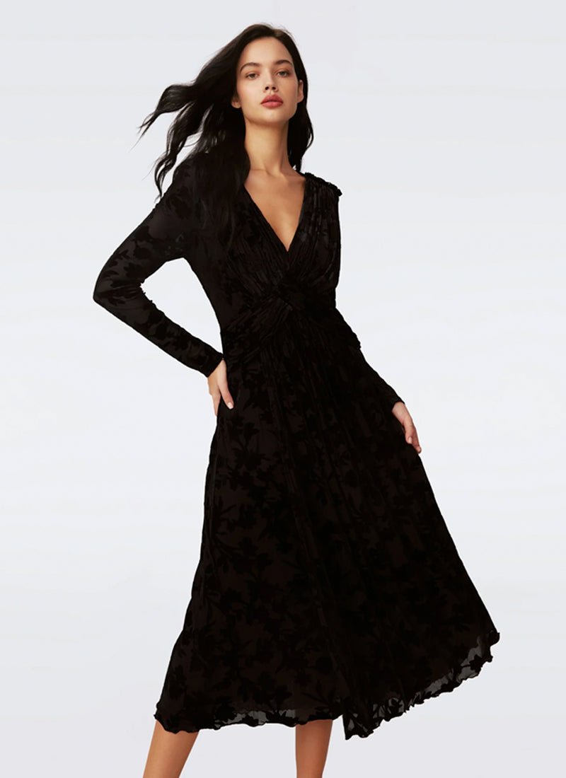 Diane Von Furstenberg Strand Velvet Burnout Midi Dress
