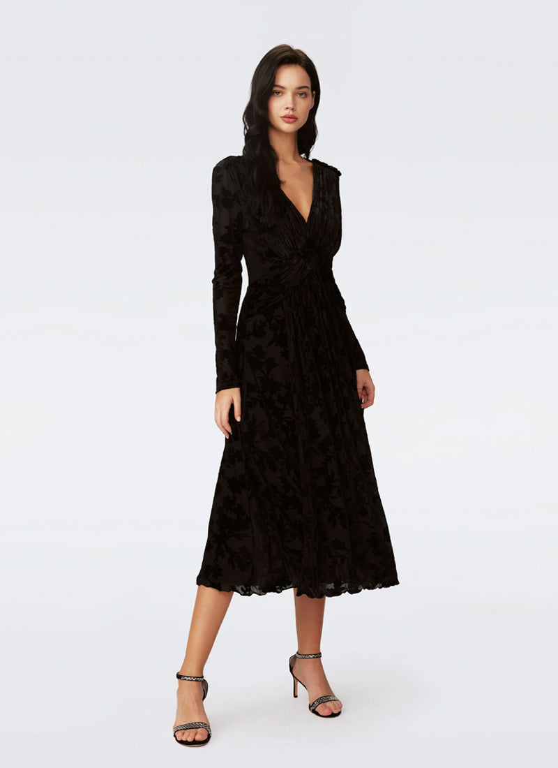 Diane Von Furstenberg Strand Velvet Burnout Midi Dress