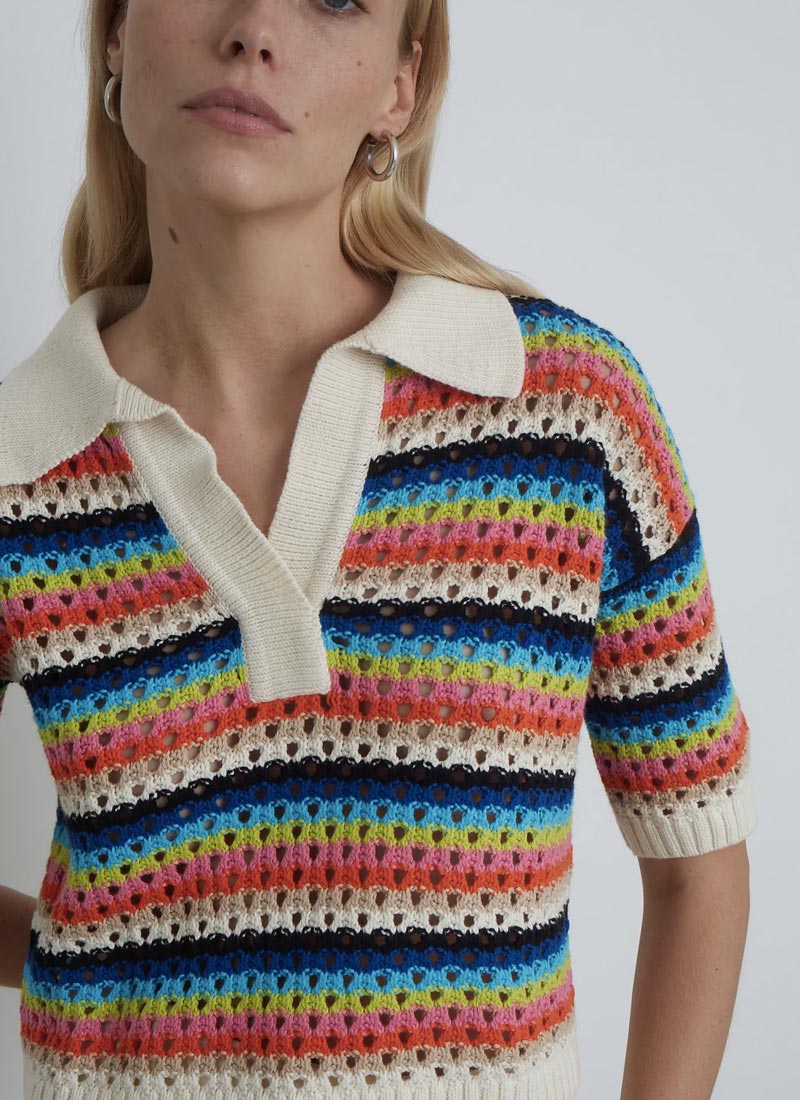 Eleven Six Nina Crochet Polo Sweater