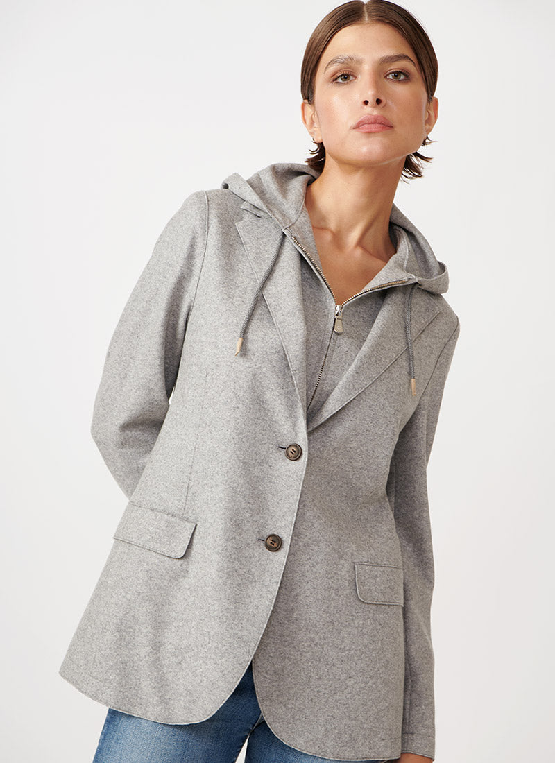 Hooded Single Breasted Blazer