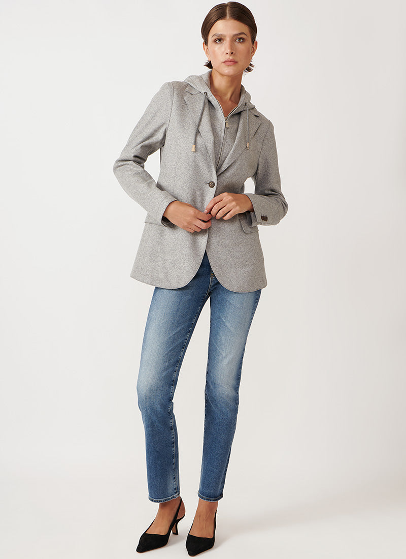 Hooded Single Breasted Blazer