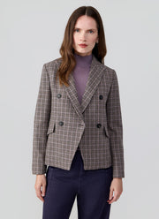 Eleventy Check Double Breasted Short Blazer