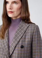 Eleventy Check Double Breasted Short Blazer