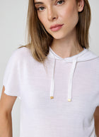 Eleventy Hooded Short Sleeve Tipped Sweater