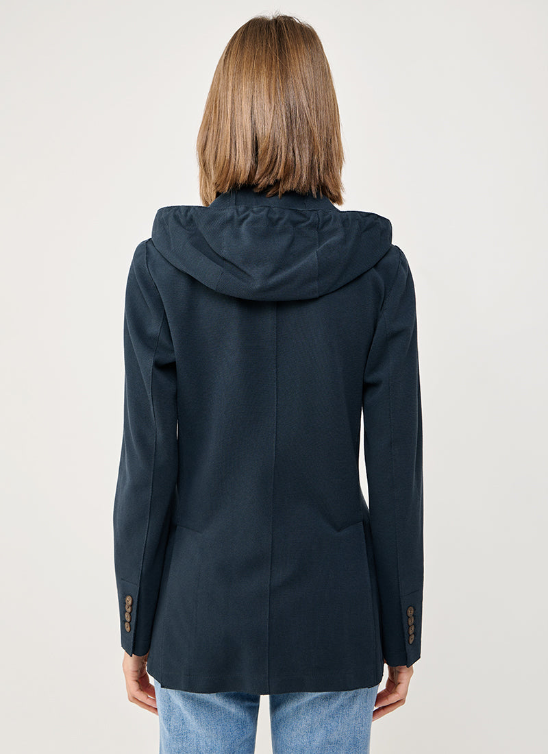 Eleventy Cotton Jersey Hooded Blazer