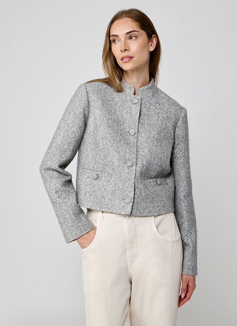 Eleventy Knit Effect Collarless Jacket