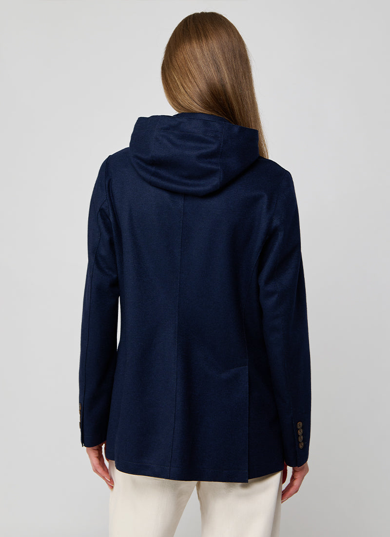 Eleventy Laser Cut Hooded Blazer