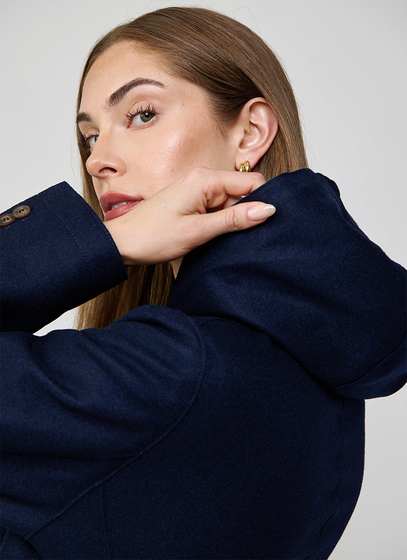 Eleventy Laser Cut Hooded Blazer