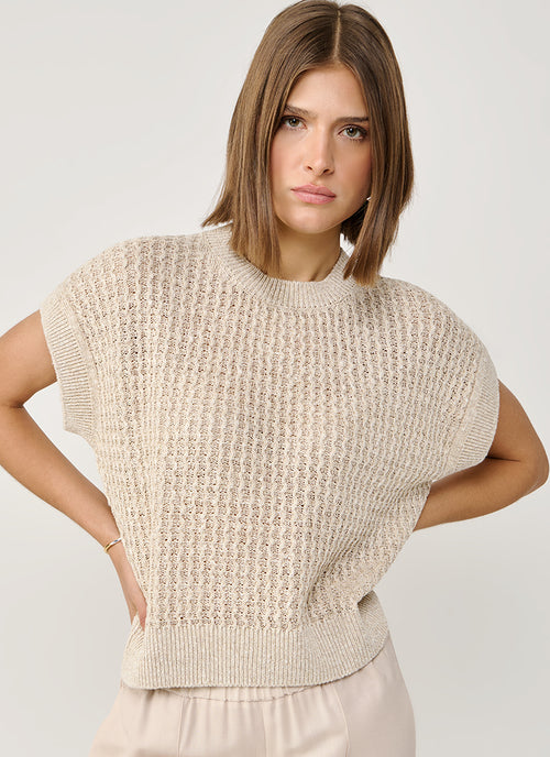 Linen Short Sleeve Crewneck Sweater