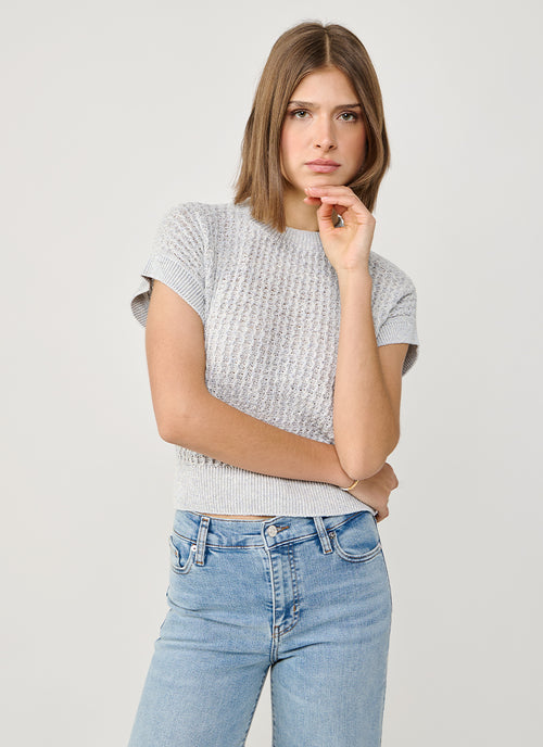  Linen Short Sleeve Crewneck Sweater by Eleventy at Andrews 