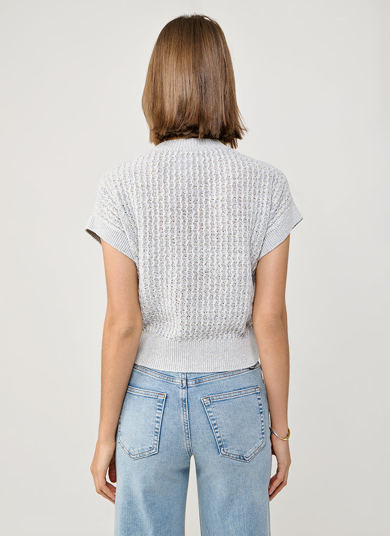 Eleventy Linen Short Sleeve Crewneck Sweater