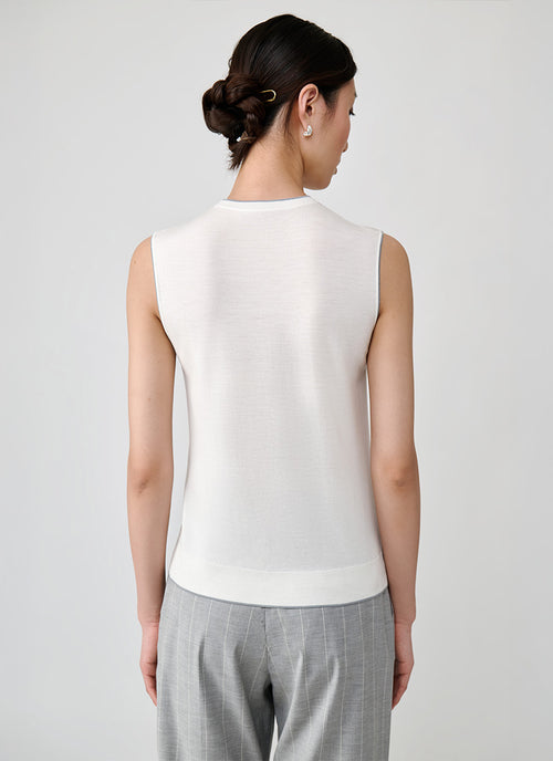 Eleventy Merino Shell Contrast Trim Tee