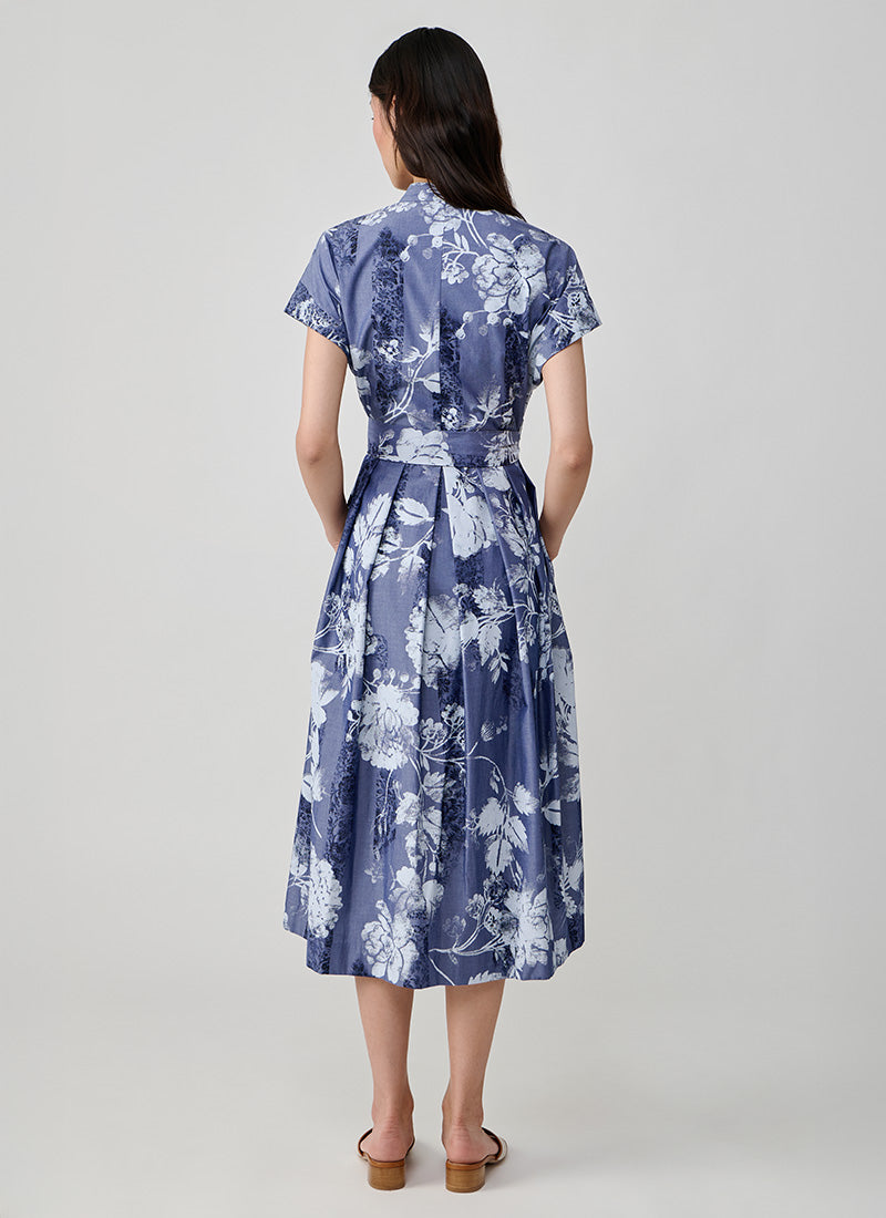 Eleventy Belted Printed Shirt Dress