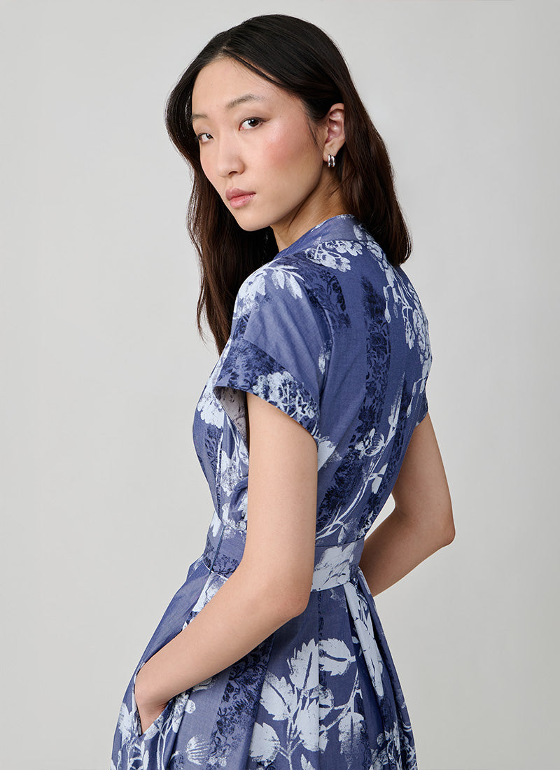 Eleventy Belted Printed Shirt Dress