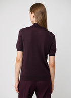 Eleventy Short Sleeve Wool Silk Mock Neck Knit