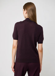 Eleventy Short Sleeve Wool Silk Mock Neck Knit