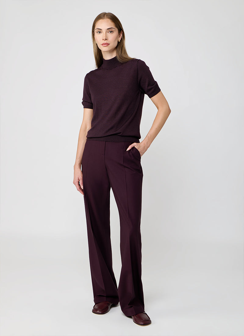 Eleventy Short Sleeve Wool Silk Mock Neck Knit