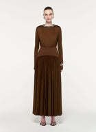 Embellished Neck Gathered Long Sleeve Gathered Dress by Roland Mouret at Andrews