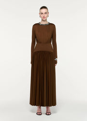 Embellished Neck Gathered Long Sleeve Gathered Dress by Roland Mouret at Andrews