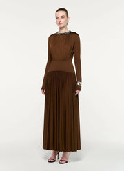 Embellished Neck Gathered Long Sleeve Gathered Dress by Roland Mouret at Andrews