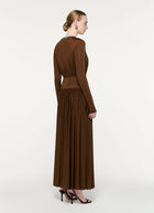 Embellished Neck Gathered Long Sleeve Gathered Dress by Roland Mouret at Andrews