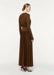 Embellished Neck Gathered Long Sleeve Gathered Dress by Roland Mouret at Andrews