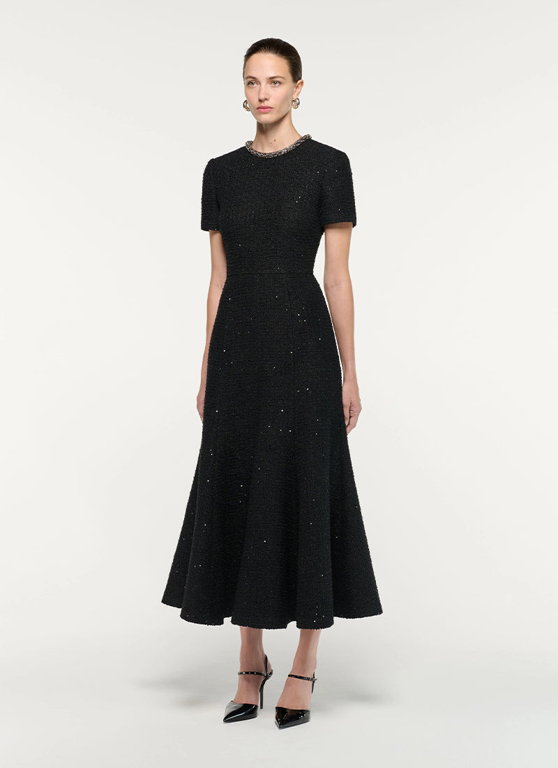  Embellished Neckline Sequin Boucle Midi Dress by Roland Mouret at Andrews 