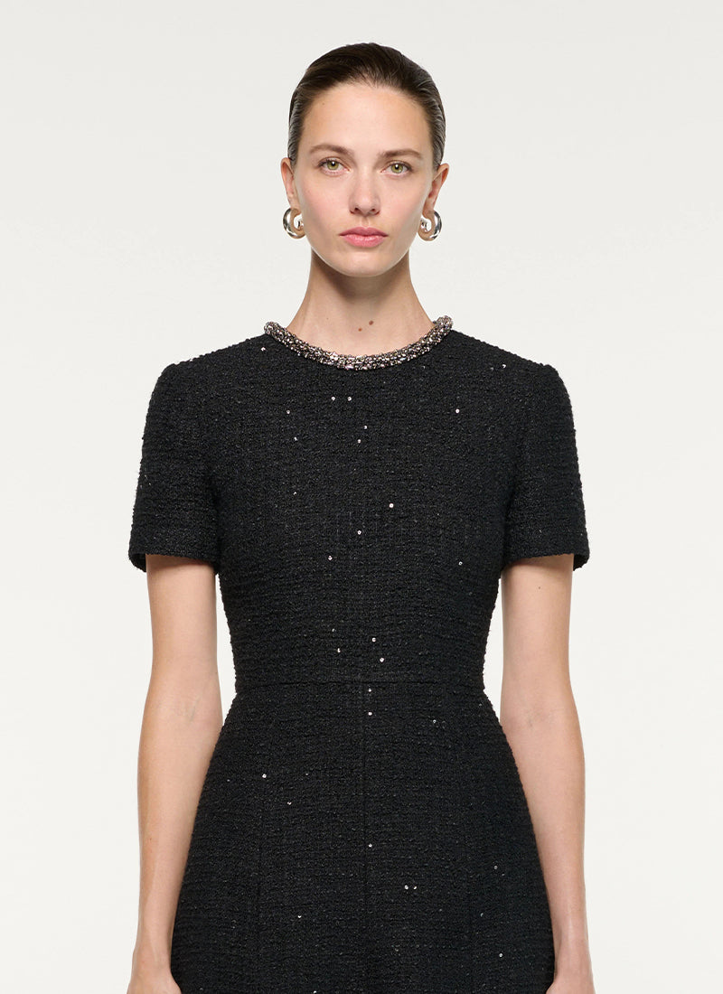  Embellished Neckline Sequin Boucle Midi Dress by Roland Mouret at Andrews 