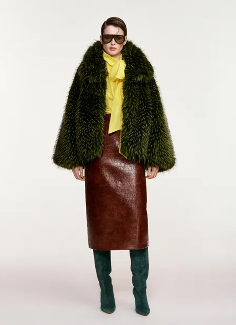 Kastanje Faux Fur Coat by ESSENTIEL ANTWERP at Andrews