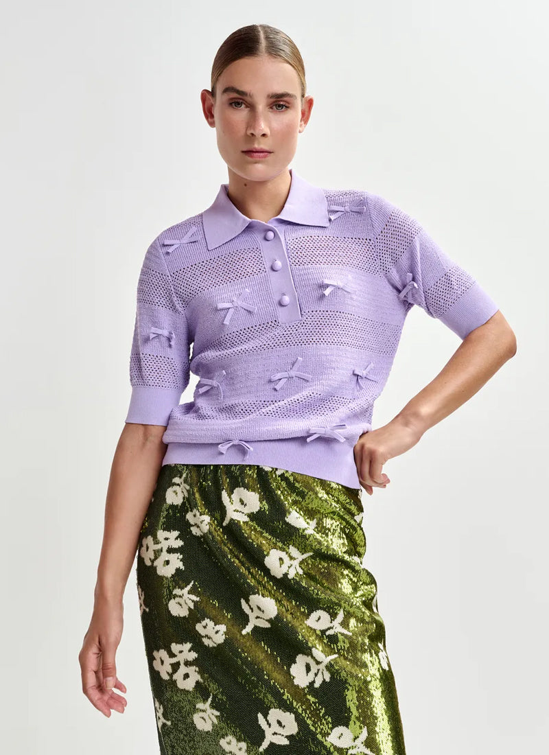 ESSENTIEL ANTWERP Jarts Bow-Embellished Knit Polo