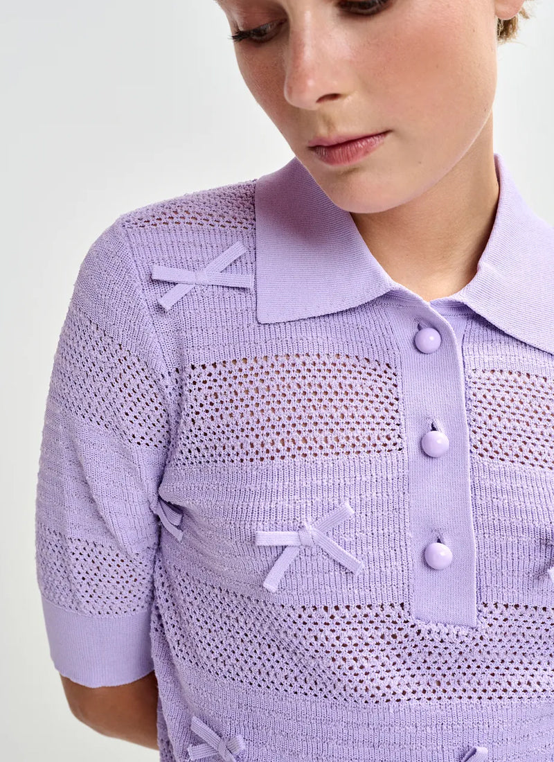 ESSENTIEL ANTWERP Jarts Bow-Embellished Knit Polo