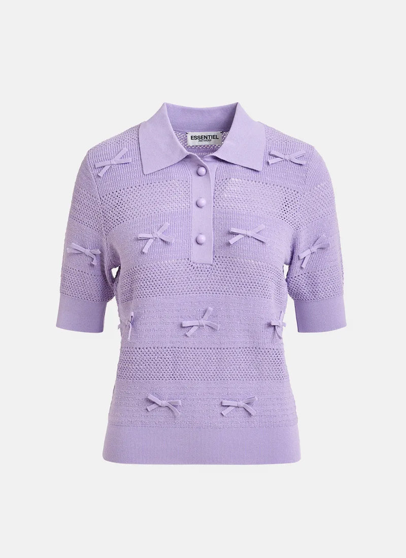 ESSENTIEL ANTWERP Jarts Bow-Embellished Knit Polo