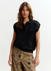 Essentiel Antwerp Joline Embroidered Knit Polo