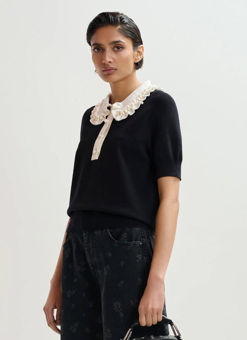 Jewelry Embroidered Knit Polo