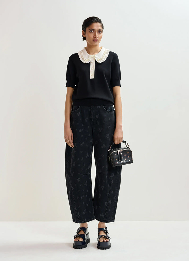 Jewelry Embroidered Knit Polo