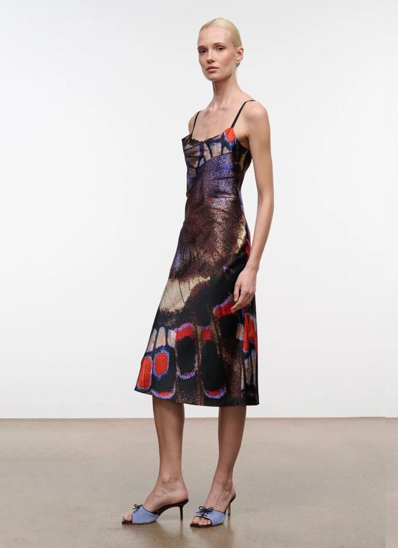 STAUD Evangeline Silk Midi Dress