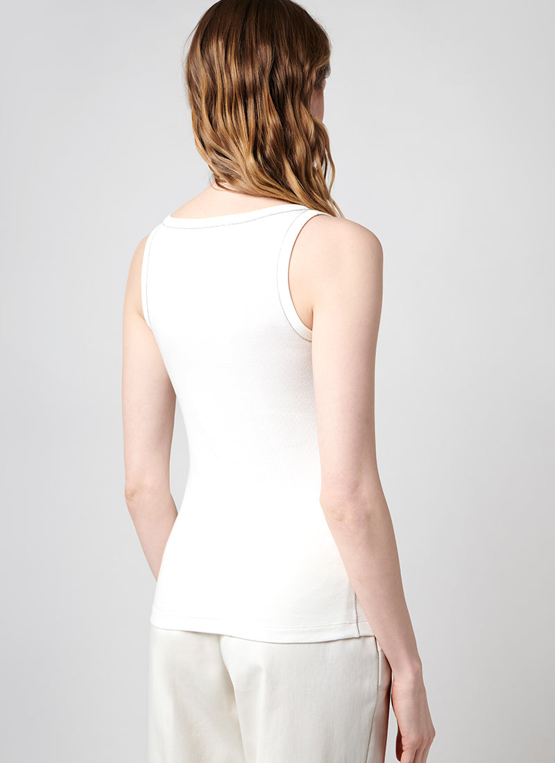 Fabiana Filippi Rib Jersey Tank with Diamond Trim