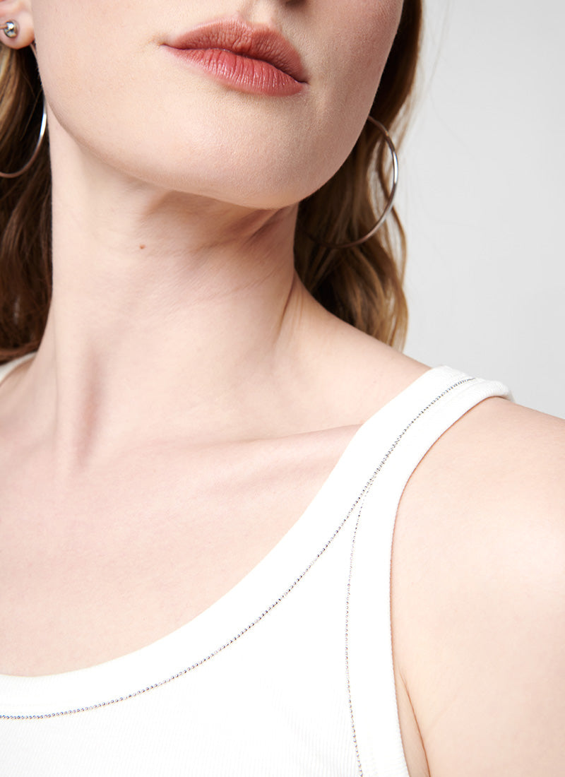 Fabiana Filippi Rib Jersey Tank with Diamond Trim