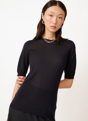 Fabiana Filippi Short-Sleeve Cashmere Crewneck Sweater