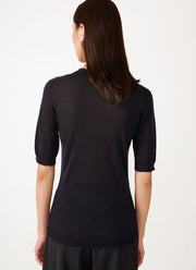 Fabiana Filippi Short-Sleeve Cashmere Crewneck Sweater
