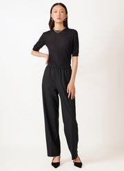 Fabiana Filippi Short-Sleeve Cashmere Crewneck Sweater