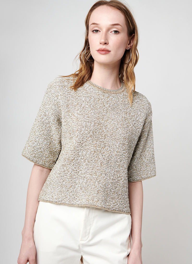 Fabiana Filippi Short-Sleeve Metallic Thread Knit