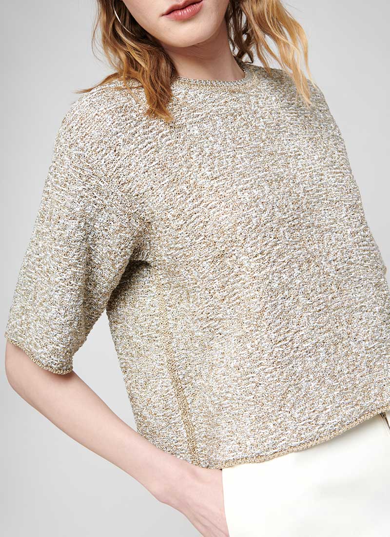 Fabiana Filippi Short-Sleeve Metallic Thread Knit