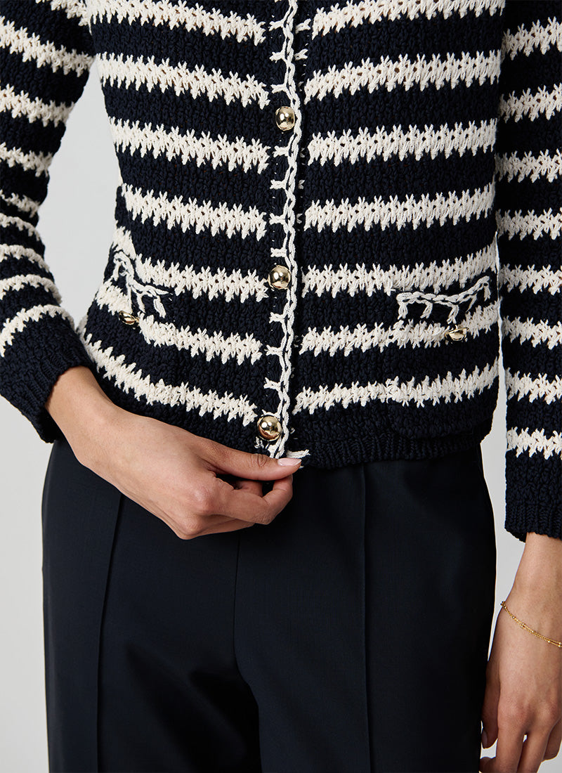 Fabiana Filippi Cotton Boucle Striped Cardigan