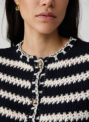 Fabiana Filippi Cotton Boucle Striped Cardigan