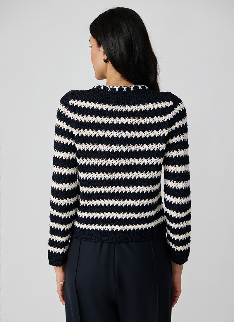 Fabiana Filippi Cotton Boucle Striped Cardigan